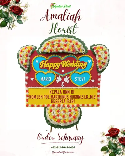 Karangan Papan Bunga Pernikahan di Paropo
